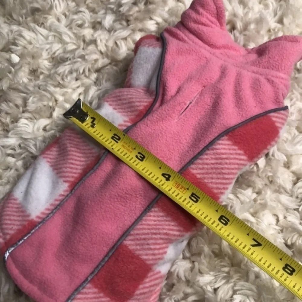 PET COAT | XS Pink Dog or Cat Coat with Dual Velcro Straps and Leash Hook Hole